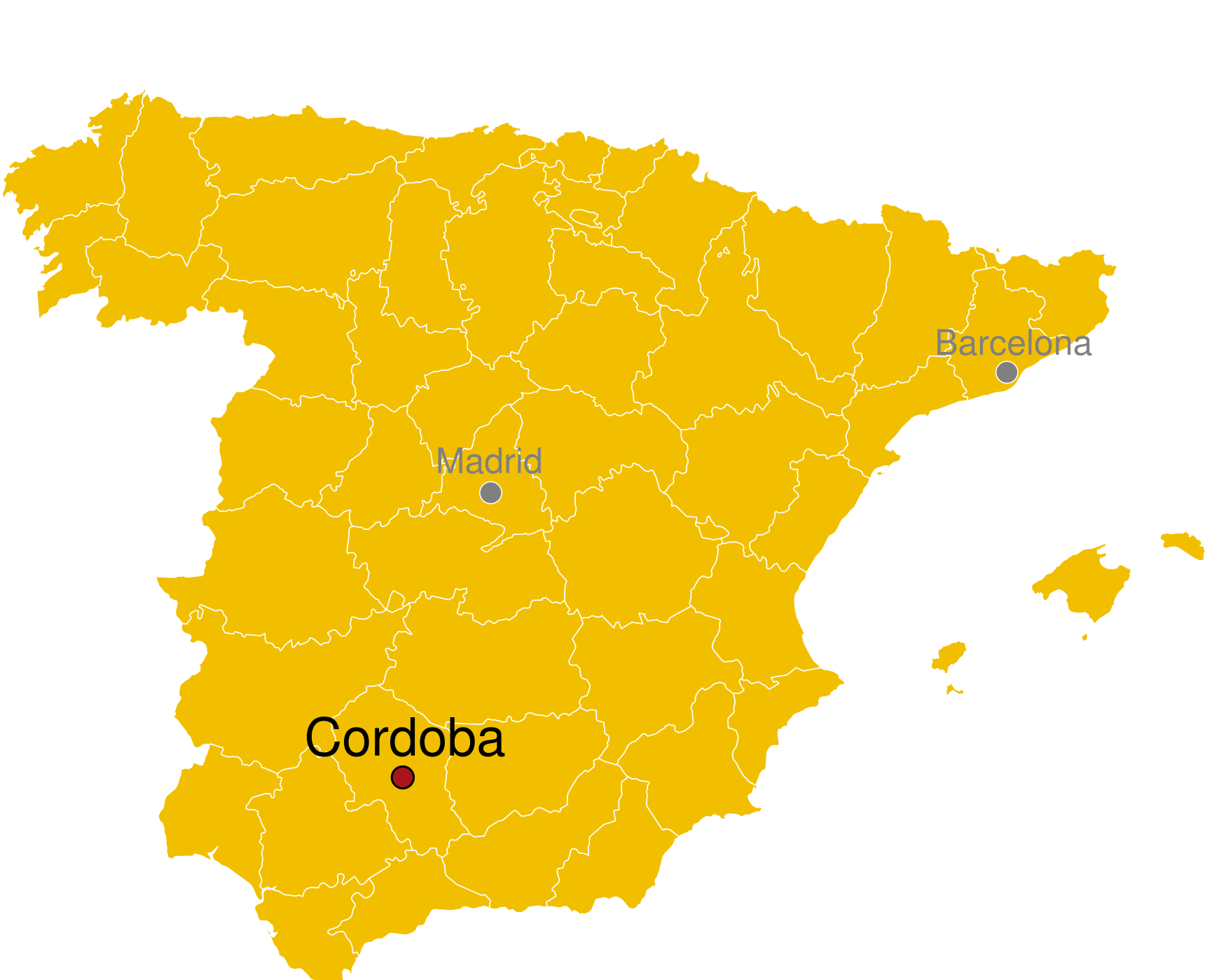 Kaart Cordoba Spanje - waar ligt Cordoba