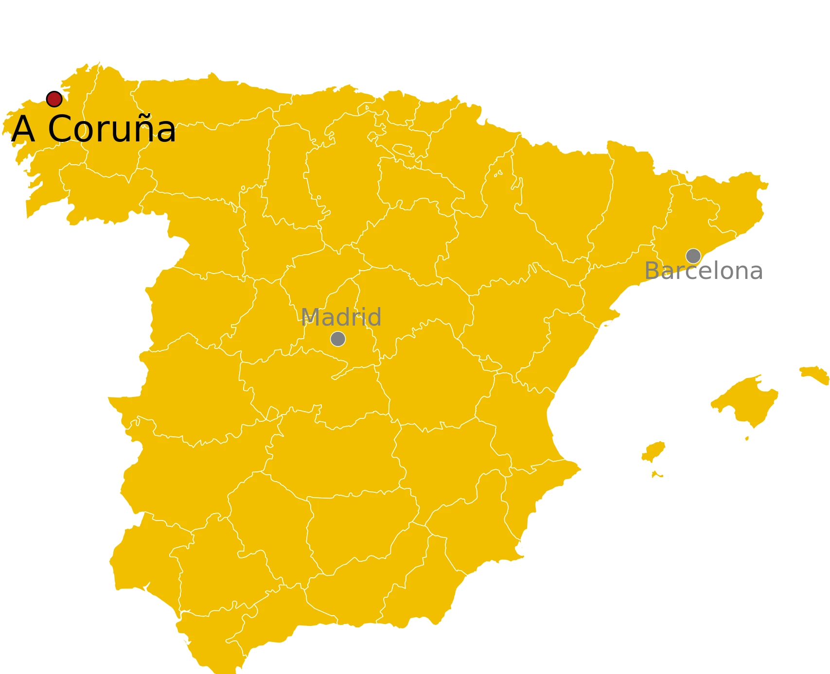 Kaart A Coruña Spanje - waar ligt A Coruña