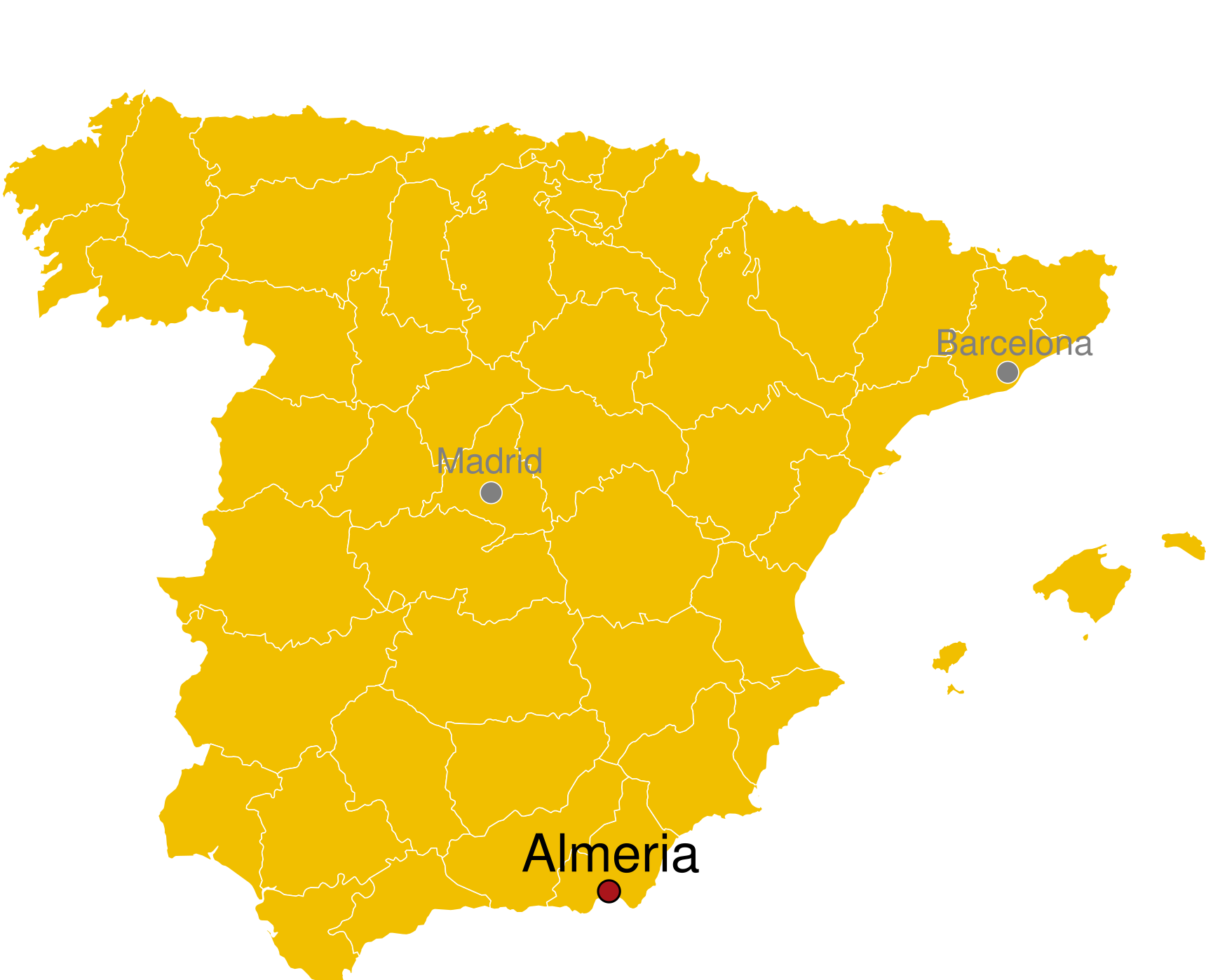 Kaart Almeria Spanje - waar ligt Almeria