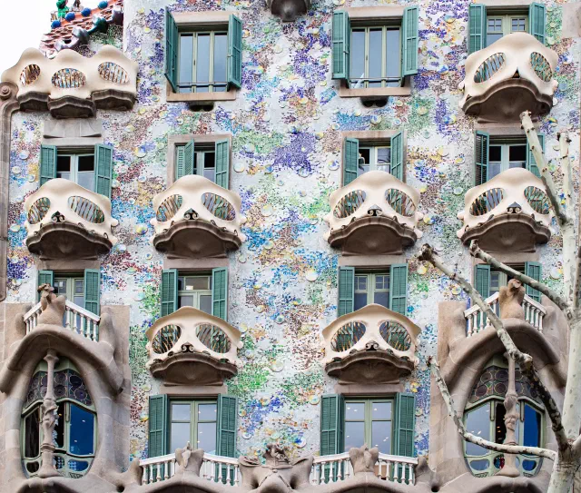 Gekradeerde foto van Casa Batllo in Barcelona Gekradeerde foto van Casa Batllo in Barcelona