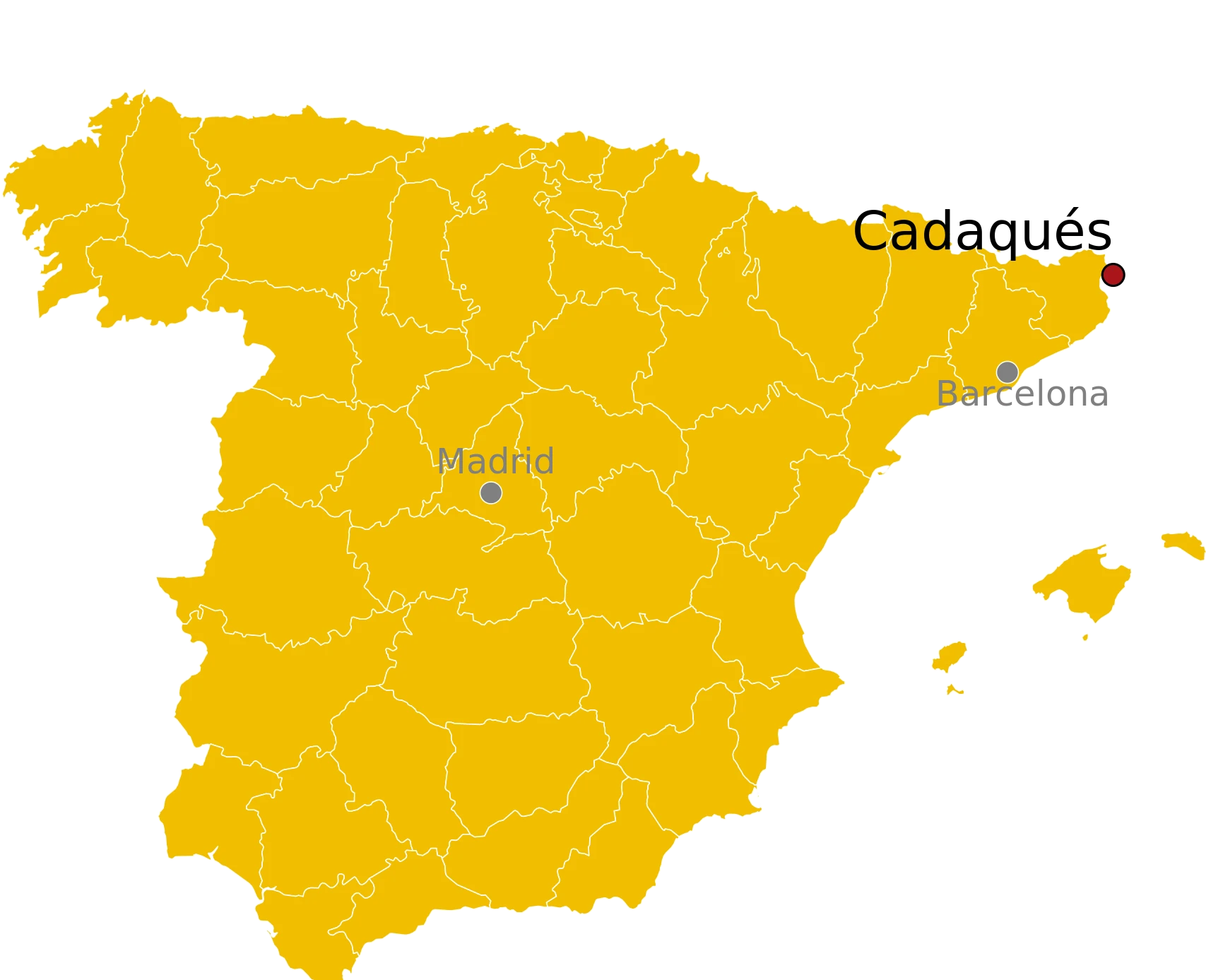 Kaart Cadaqués Spanje - waar ligt Cadaqués