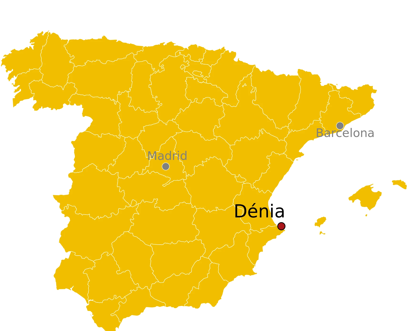 Kaart Dénia Spanje - waar ligt Dénia