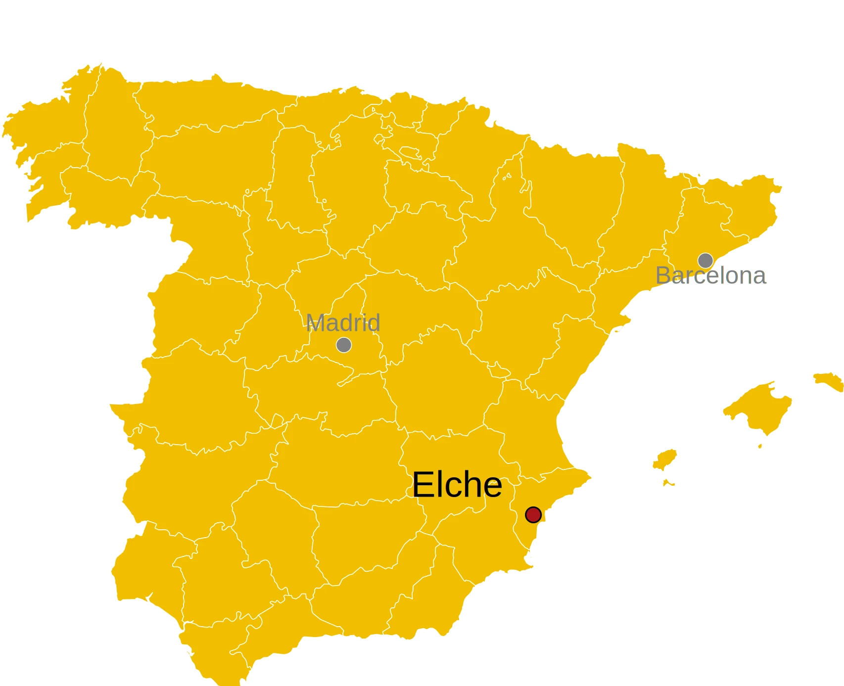 Locatie van Elche in Spanje Kaart Elche Spanje - waar ligt Elche