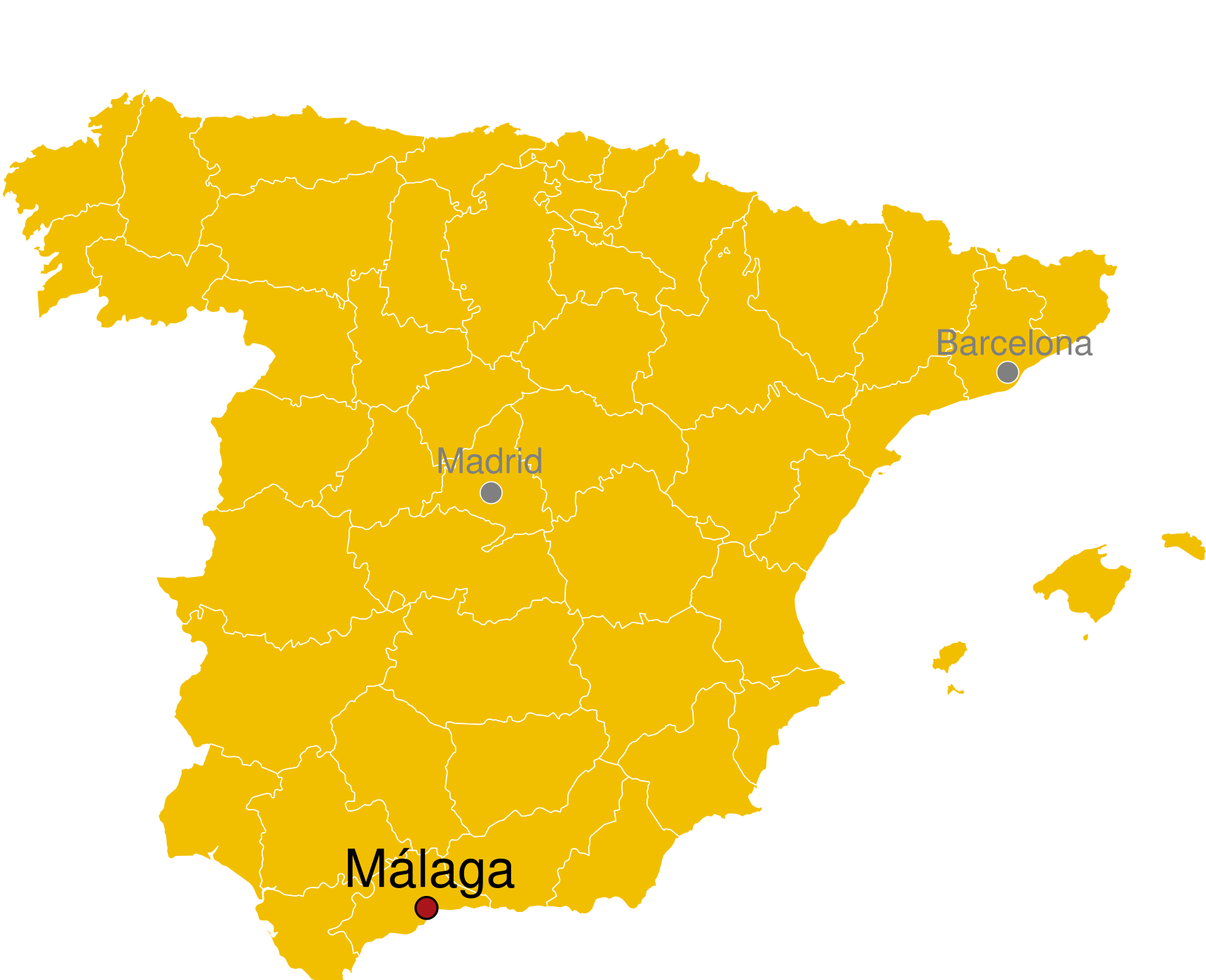 Kaart Malaga Spanje - waar ligt malaga