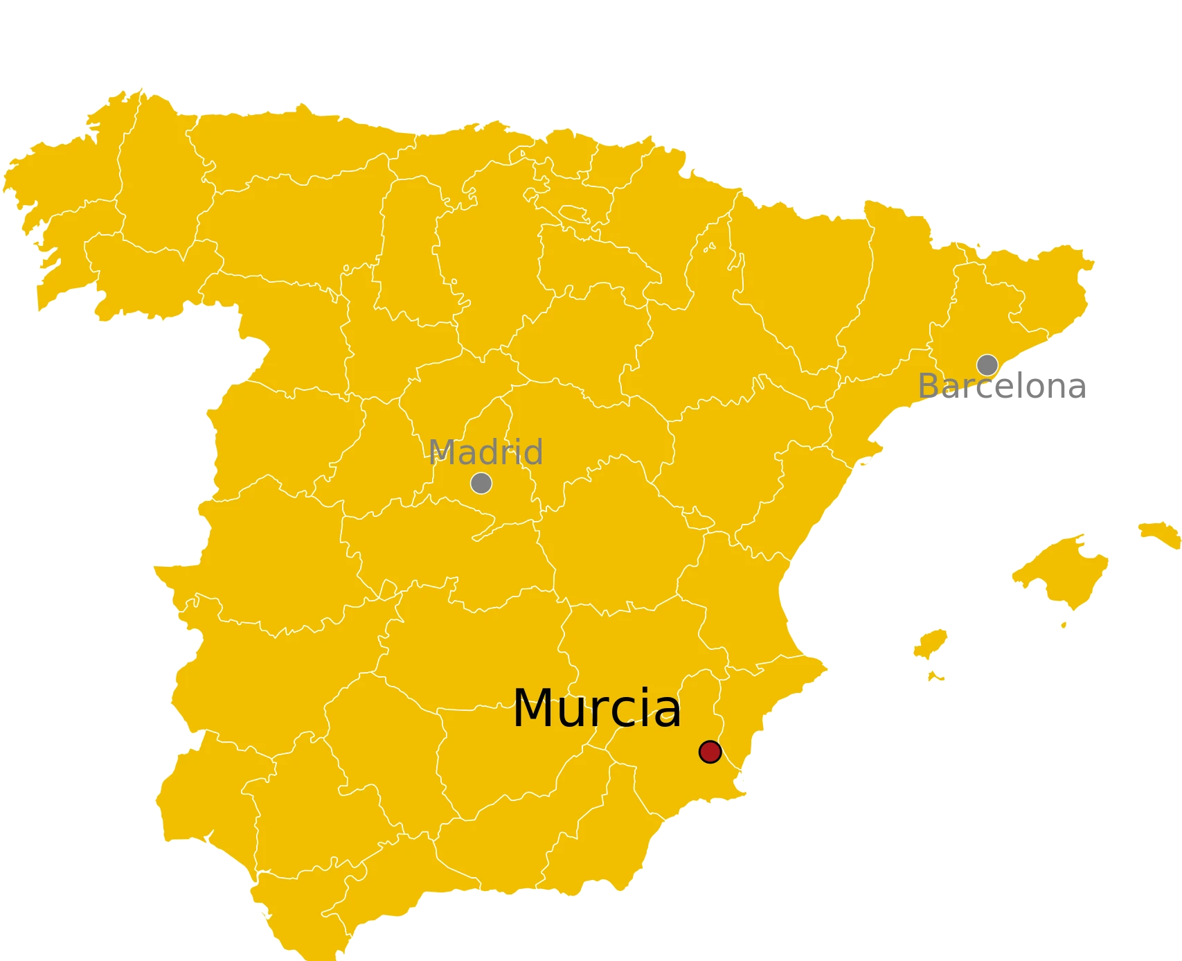 Kaart Murcia Spanje - waar ligt Murcia