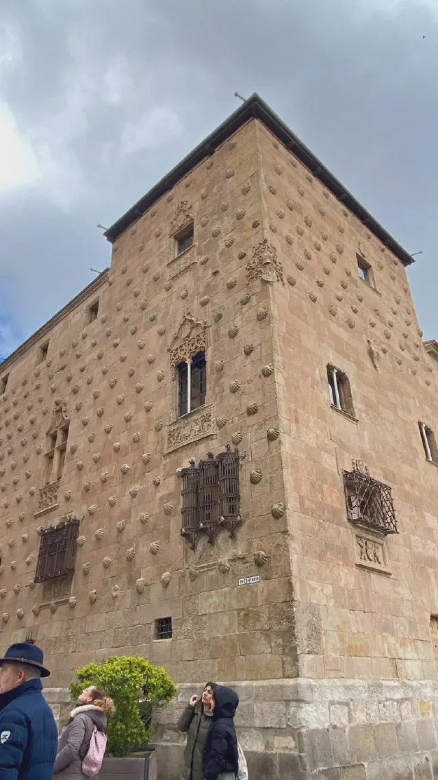 Foto van het gebouw met schelpversieingen (Casa de las Conchas) in Salamanca