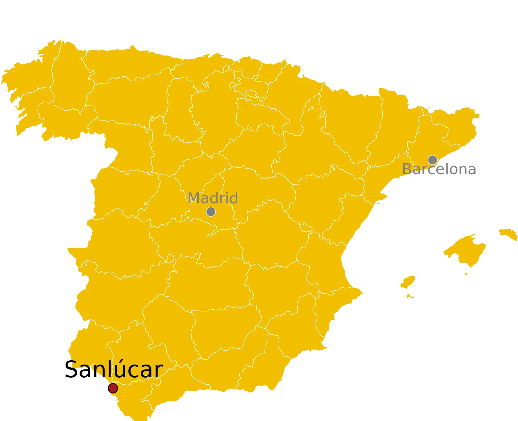 Locatie van Sanlucar de Barrameda in Spanje Kaart Sanlucar de Barrameda Spanje - waar ligt Sanlucar de Barrameda