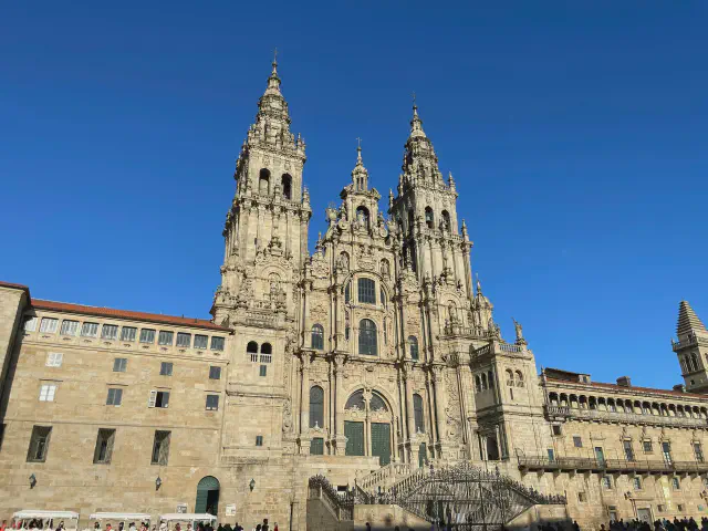 De monumentale kathedraal van Santiago de Compostela, eindpunt van de Camino De monumentale kathedraal van Santiago de Compostela, eindpunt van de Camino