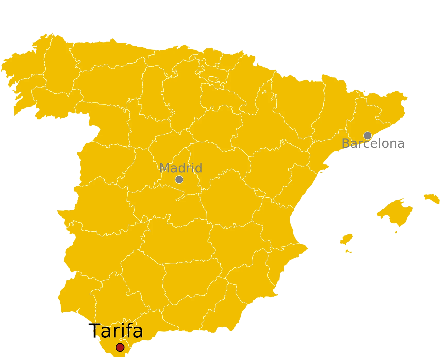 Locatie van Tarifa in Spanje Kaart Tarifa Spanje - waar ligt Tarifa
