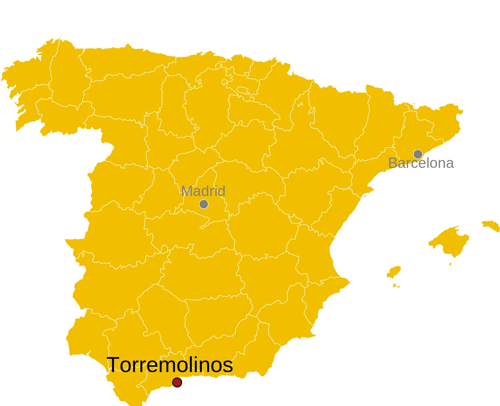Locatie van Torremolinos in Spanje Kaart van Spanje met de ligging van Torremolinos