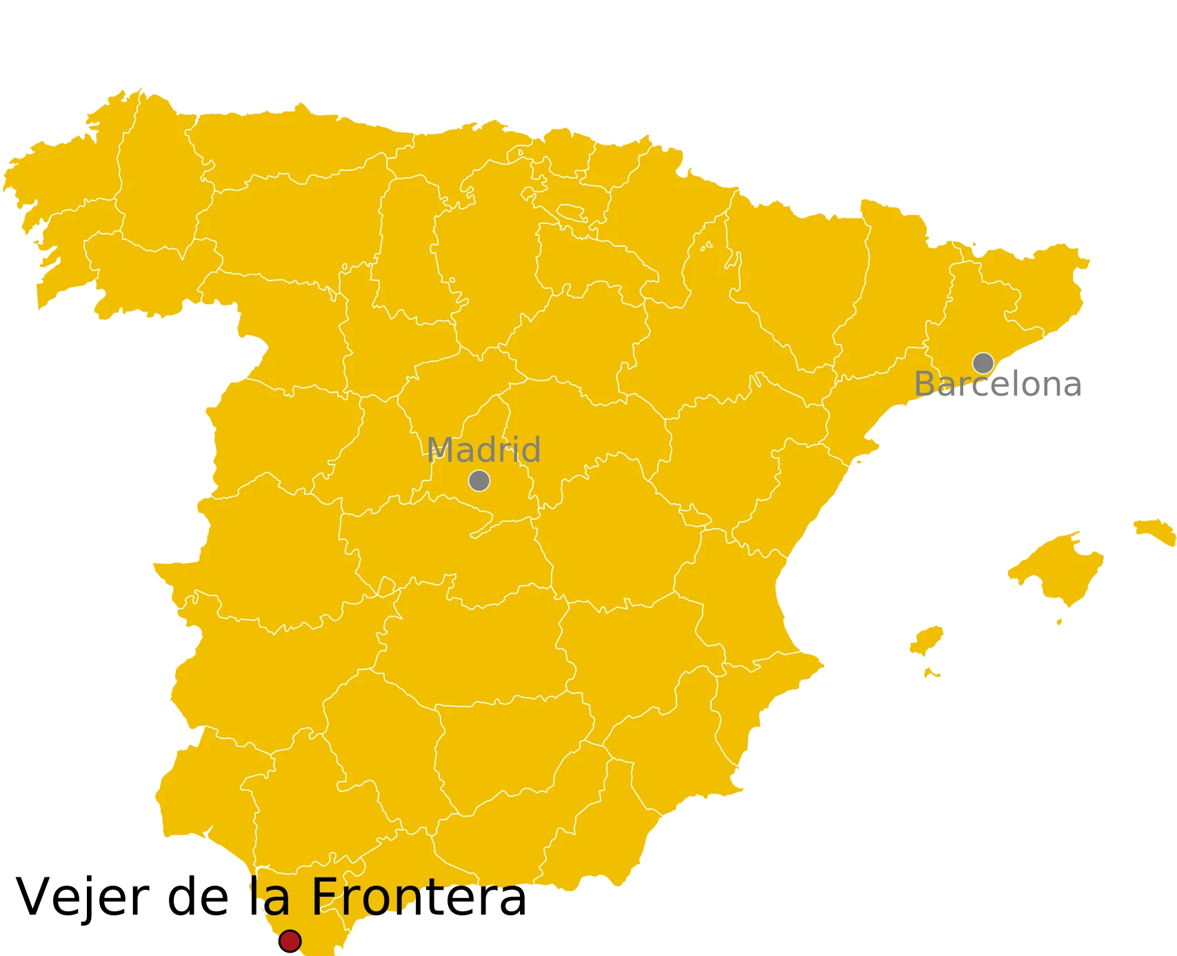 Kaart Vejer de la Frontera Spanje - waar ligt Vejer de la Frontera